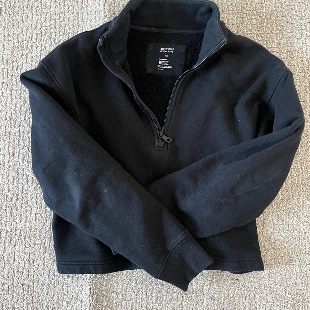 Women’s Girlfriend Collective Black Half-Zip Sweatshirt